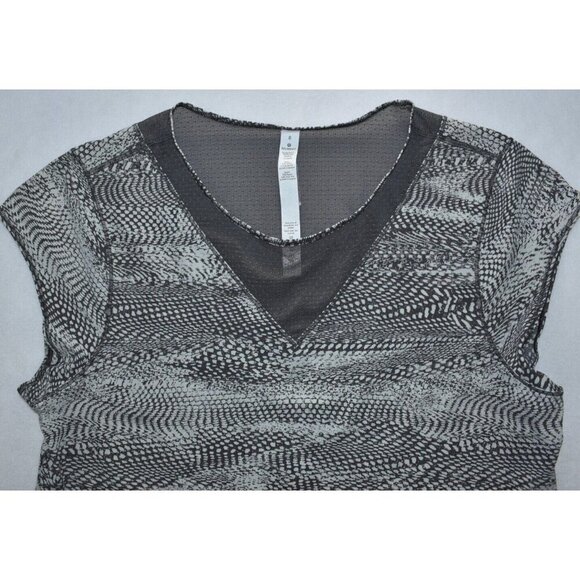 Lululemon For The Run Tank Short Sleeve Athletic Shirt Gray Mesh Top Size 8 - Picture 2 of 8
